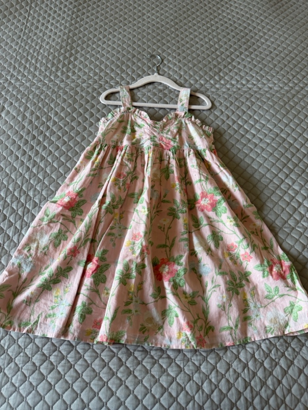 Janie and Jack Pink Floral Sundress with Green Leaf Print